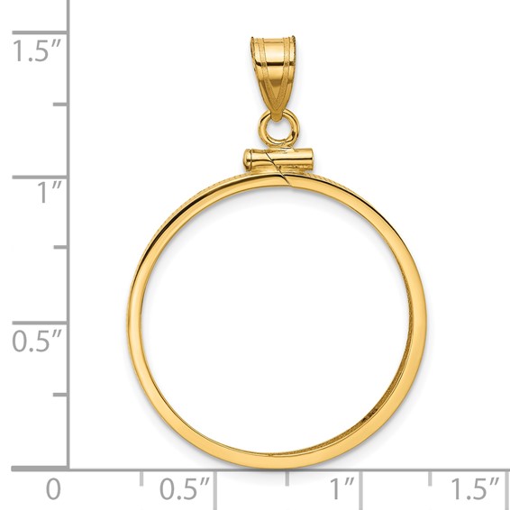 Wideband Distinguished Coin Jewelry 14k Polished 25.0mm x 2.35mm Screw Top Coin Bezel Pendant