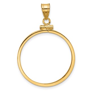 Wideband Distinguished Coin Jewelry 10k Polished 25.0mm x 2.35mm Screw Top Coin Bezel Pendant