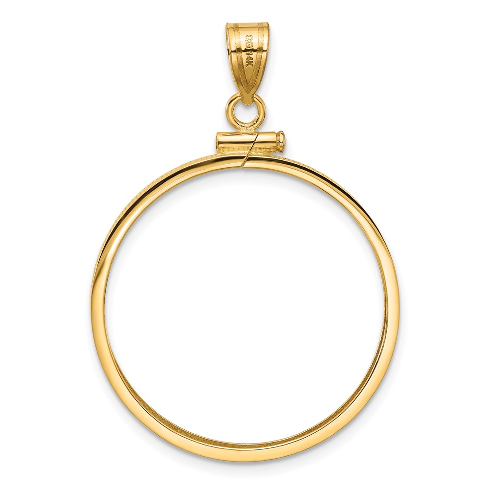 Wideband Distinguished Coin Jewelry 14k Polished 27.0mm x 2.35mm Screw Top Coin Bezel Pendant (C1885/27.0)