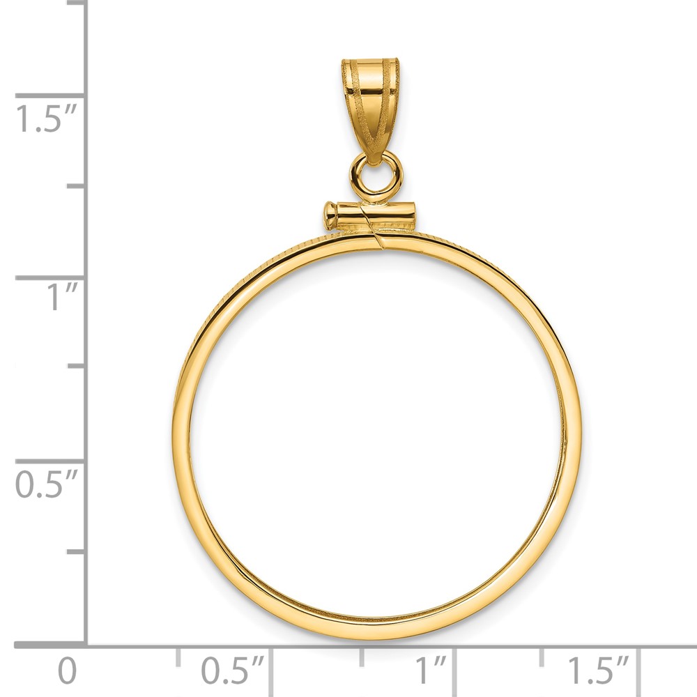 Wideband Distinguished Coin Jewelry 14k Polished 27.0mm x 2.35mm Screw Top Coin Bezel Pendant (C1885/27.0)