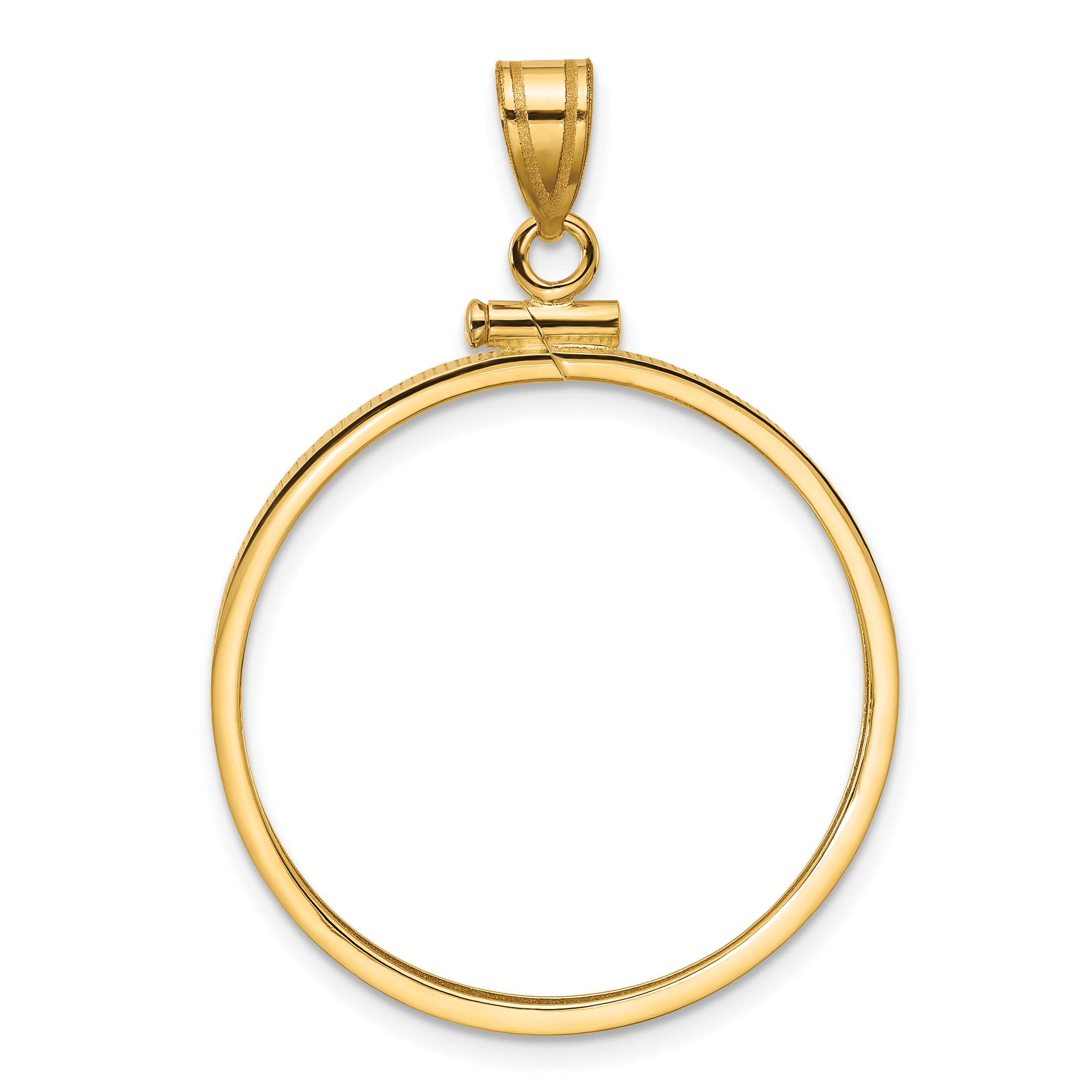 Wideband Distinguished Coin Jewelry 14k Polished 27.0mm x 2.35mm Screw Top Coin Bezel Pendant (C1885/27.0)