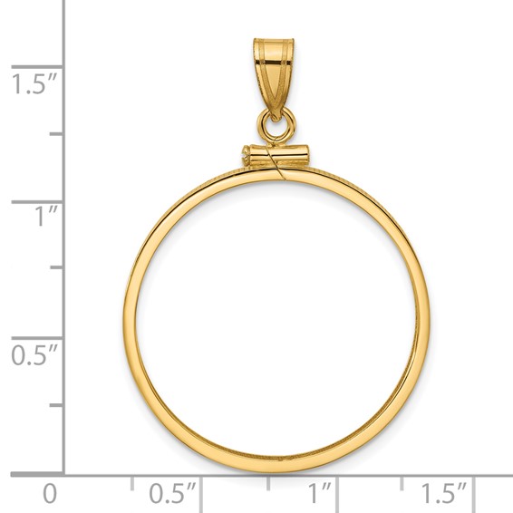 Wideband Distinguished Coin Jewelry 14k Polished 27.5mm x 2.1mm Screw Top Coin Bezel Pendant