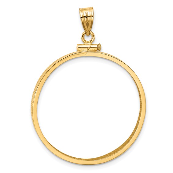 Wideband Distinguished Coin Jewelry 14k Polished 30.0mm x 3.00mm Screw Top Coin Bezel Pendant
