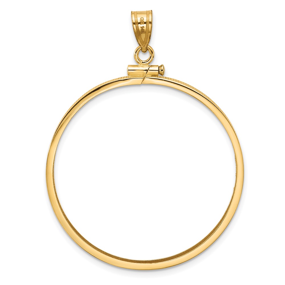 Wideband Distinguished Coin Jewelry 14k Polished 34.2mm x 2.85mm Screw Top Coin Bezel Pendant (C1885/34.2)