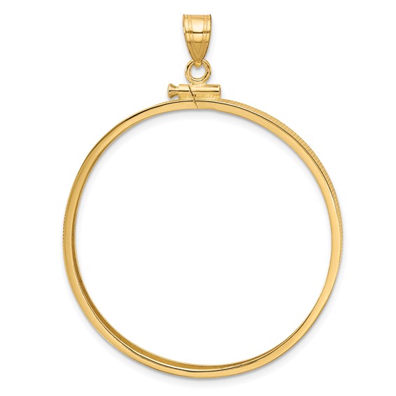 Wideband Distinguished Coin Jewelry 14k Polished 37.0mm x 2.85mm Screw Top Coin Bezel Pendant