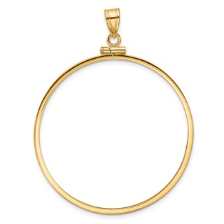 Wideband Distinguished Coin Jewelry 14k Polished 39.5mm x 1.1mm Screw Top Coin Bezel Pendant