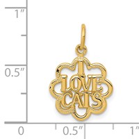 14K Yellow Gold I Love Cats Charm view 4