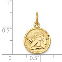 14K Yellow Gold Polished Angel Round Charm view 4