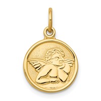 14K Yellow Gold Polished Angel Round Charm view 1