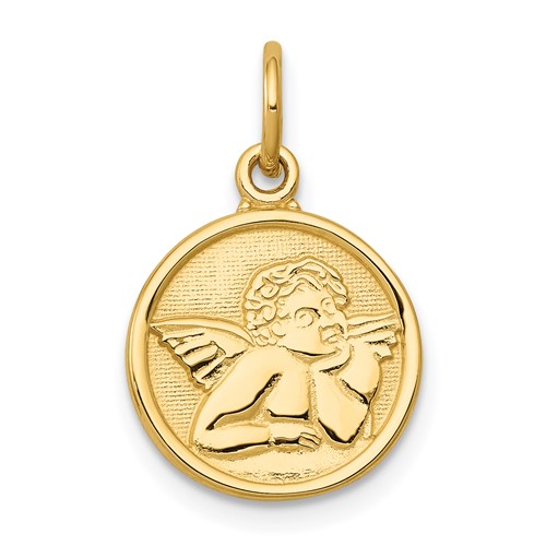 14K Yellow Gold Polished Angel Round Charm
