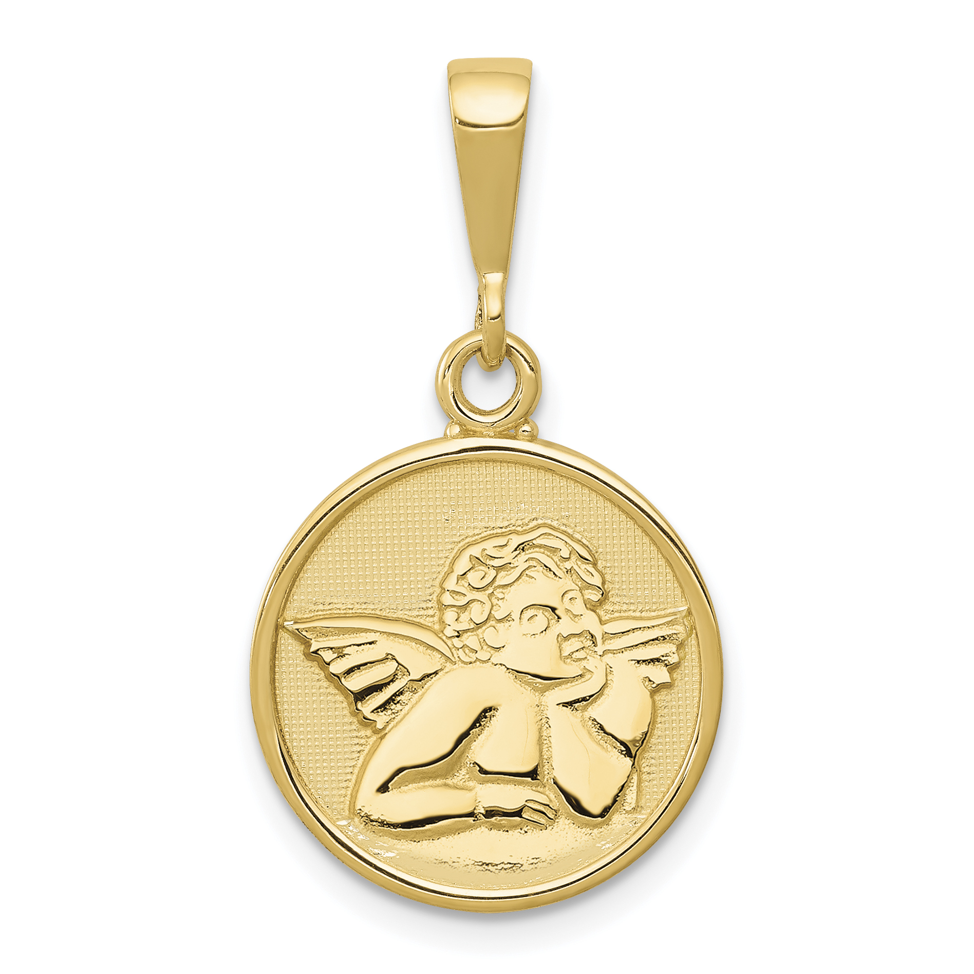 14K Polished and Satin Raphael Angel Pendant (C1895)