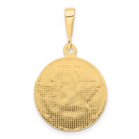 14K Yellow Gold Polished and Satin Angel Round Pendant view 3