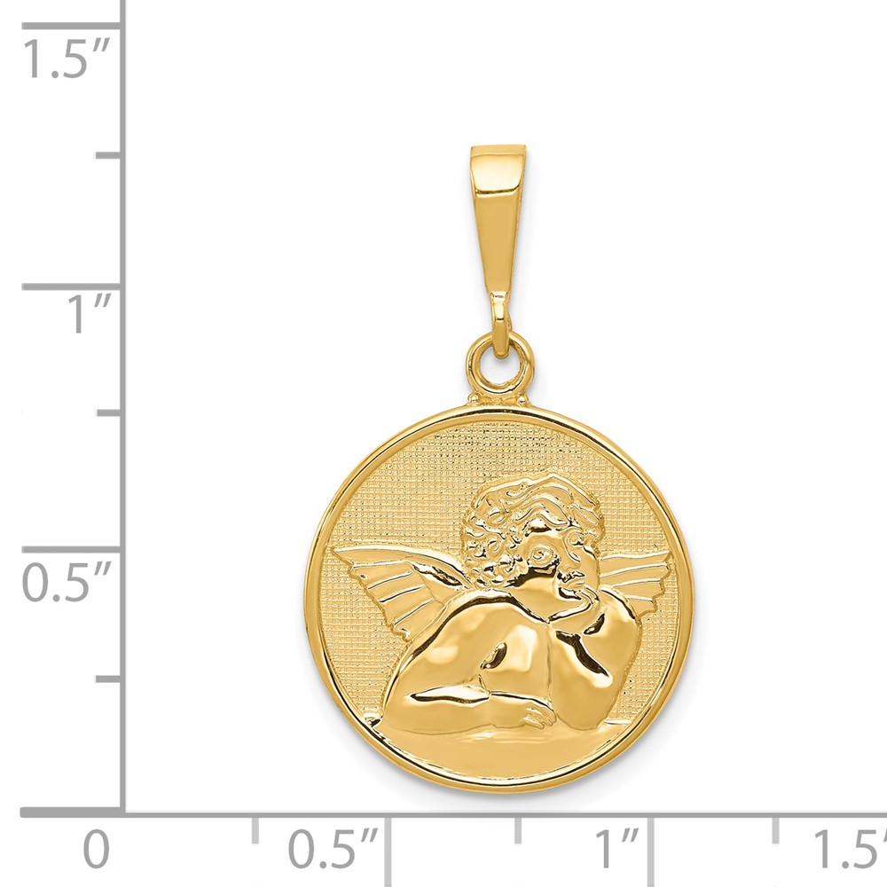 14K Polished and Satin Angel Pendant (C1896)