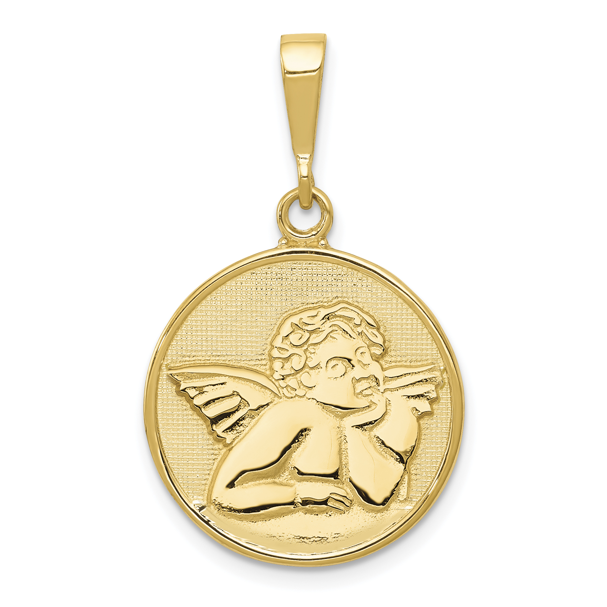 14K Polished and Satin Angel Pendant (C1896)