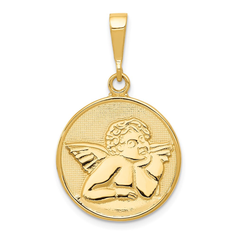 14K Polished and Satin Angel Pendant (C1896)