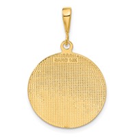 14K Yellow Gold Polished and Satin Angel Round Pendant view 3