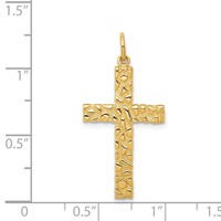 14K Yellow Gold Nugget Style Cross Pendant view 3
