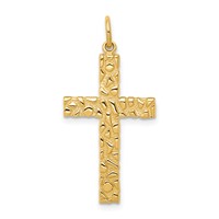 14K Yellow Gold Nugget Style Cross Pendant view 1