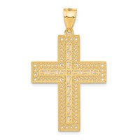 14K Greek Key Filigree Cross Pendant view 3