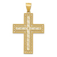 14K Greek Key Filigree Cross Pendant view 1