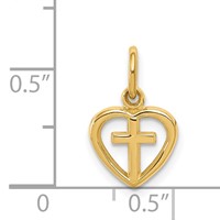 14K Yellow Gold Small Cross in Heart Charm view 4