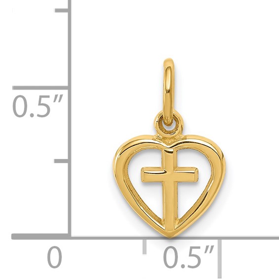 Gold Heart Cross Pendant