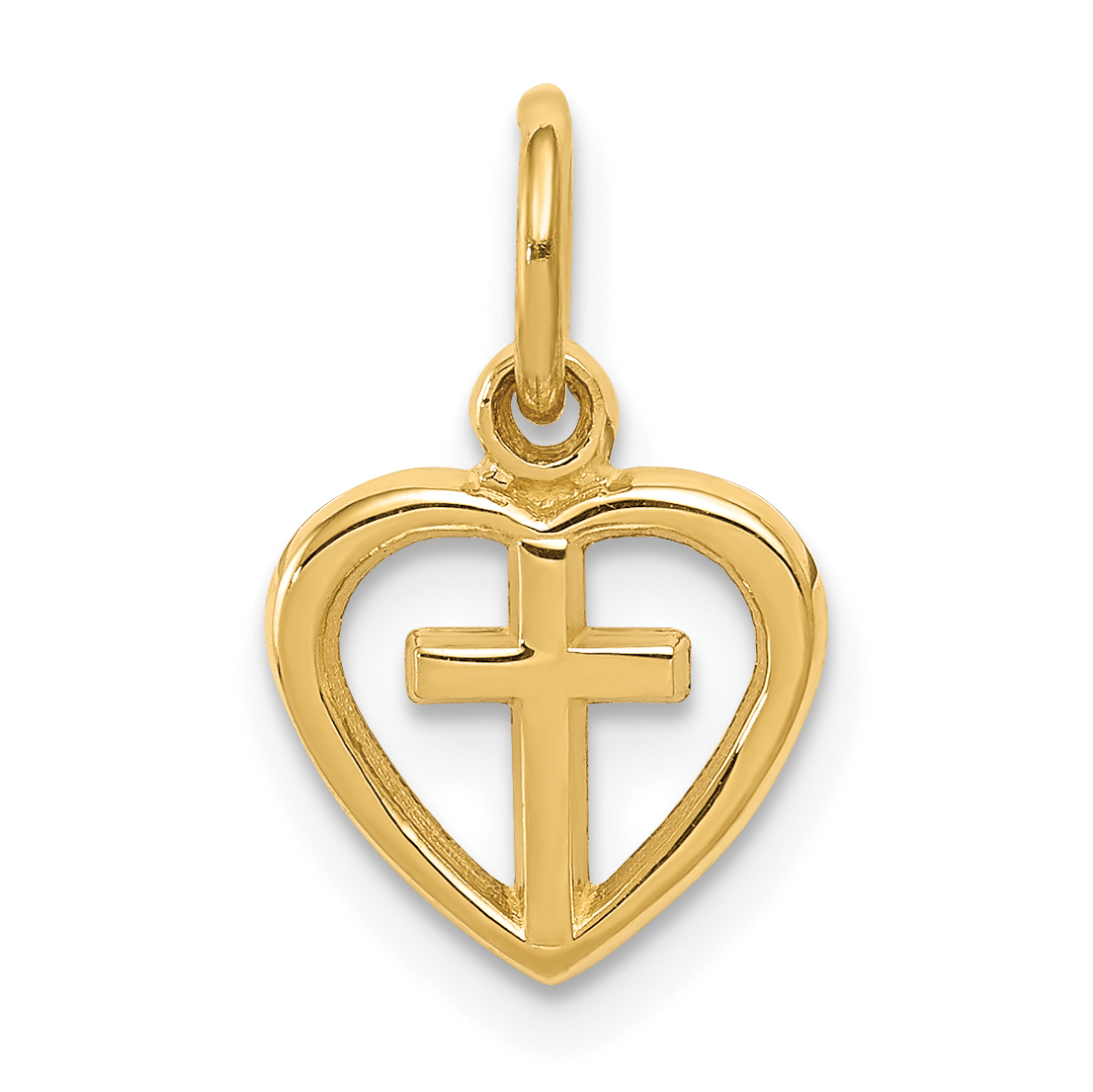 14k Cross in Heart Charm (C1947)