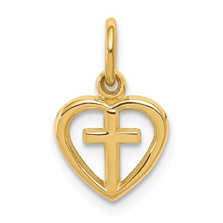 Gold Heart Cross Pendant