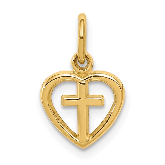 Gold Heart Cross Pendant