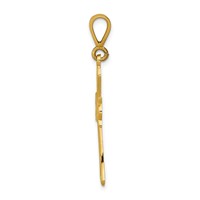 14K Yellow Gold Fleur De Lis Cross Pendant view 2