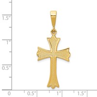 14K Yellow Gold Fleur De Lis Cross Pendant view 3