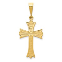 14K Yellow Gold Fleur De Lis Cross Pendant view 1