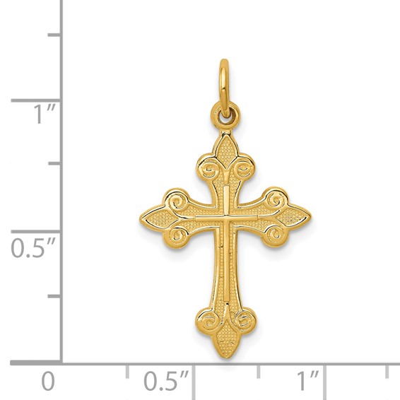 Gold Polished Fleur de lis Cross Pendants