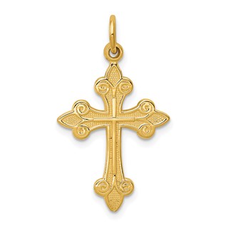 Gold Polished Fleur de lis Cross Pendants