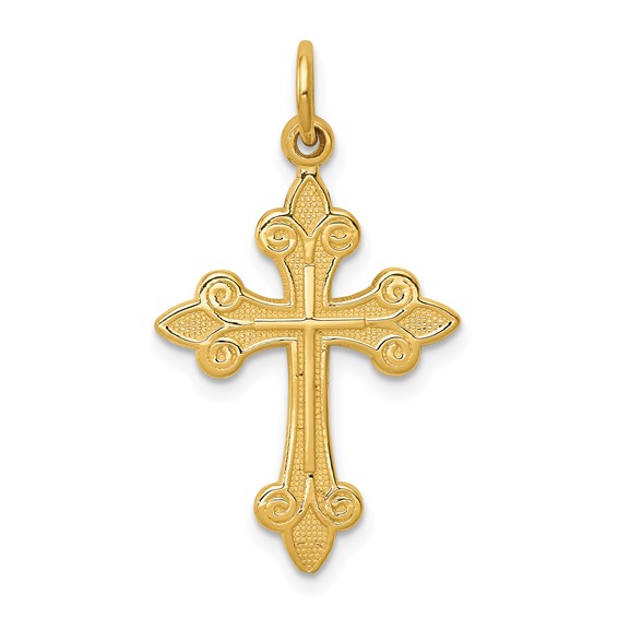 Gold Polished Fleur de lis Cross Pendants