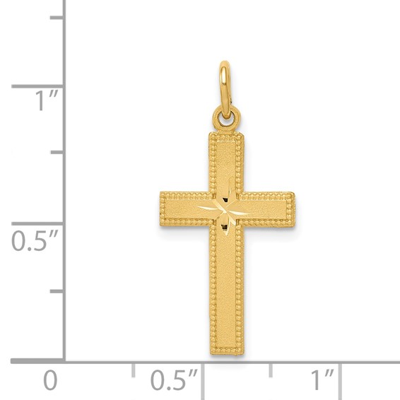 Gold Diamond-Cut Center Latin Cross Pendant