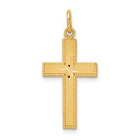 14K Yellow Gold Diamond-cut Cross Pendant view 1