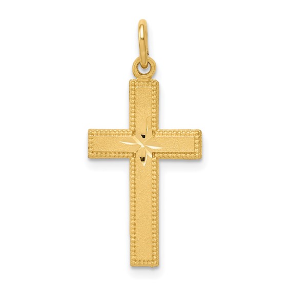 Gold Diamond-Cut Center Latin Cross Pendant