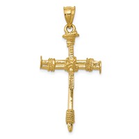14K Yellow Gold Polished Nail Cross Pendant view 4