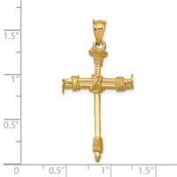 14K Yellow Gold Polished Nail Cross Pendant view 3