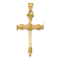 14K Yellow Gold Polished Nail Cross Pendant view 1