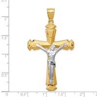 14K Satin Two-tone Crucifix Pendant view 3