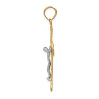14K Two-tone Diamond-cut Crucifix Pendant view 2
