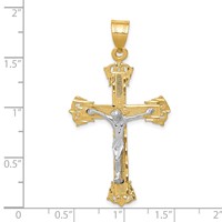 14K Two-tone Diamond-cut Crucifix Pendant view 3