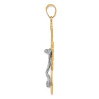 14K Two-tone Large Diamond-cut Crucifix Pendant view 2