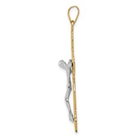 14K Two-tone Diamond-cut Crucifix Pendant view 2