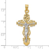 14K Two-tone Diamond-cut Crucifix Pendant view 3