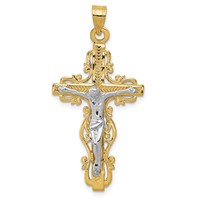 14K Two-tone Diamond-cut Crucifix Pendant view 1
