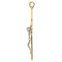 14K Two-tone Diamond-cut Filigree Crucifix Pendant view 2