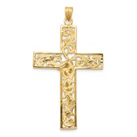 14K Two-tone Diamond-cut Filigree Crucifix Pendant view 4